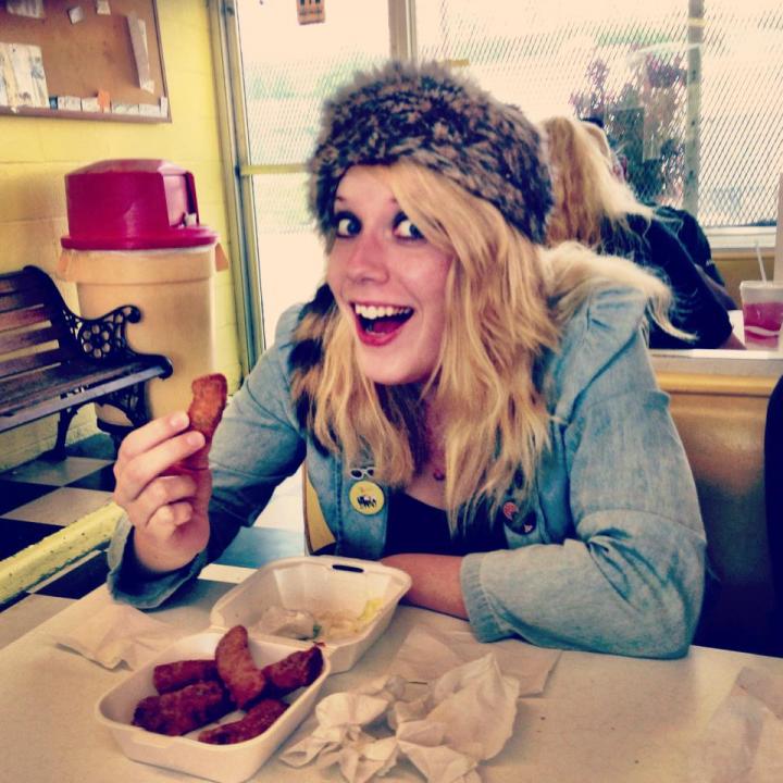 Getting grub before a show at Beef Burger.